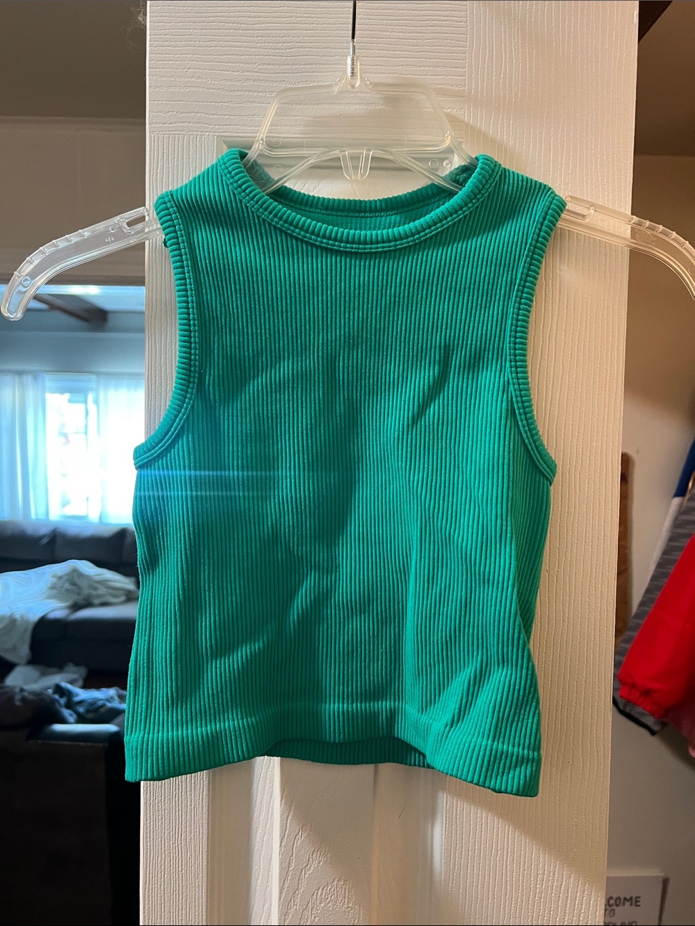 Sleeveless Ribbed Tank Top in Teal